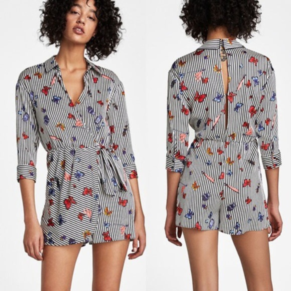 Zara skort dress butterfly stripe